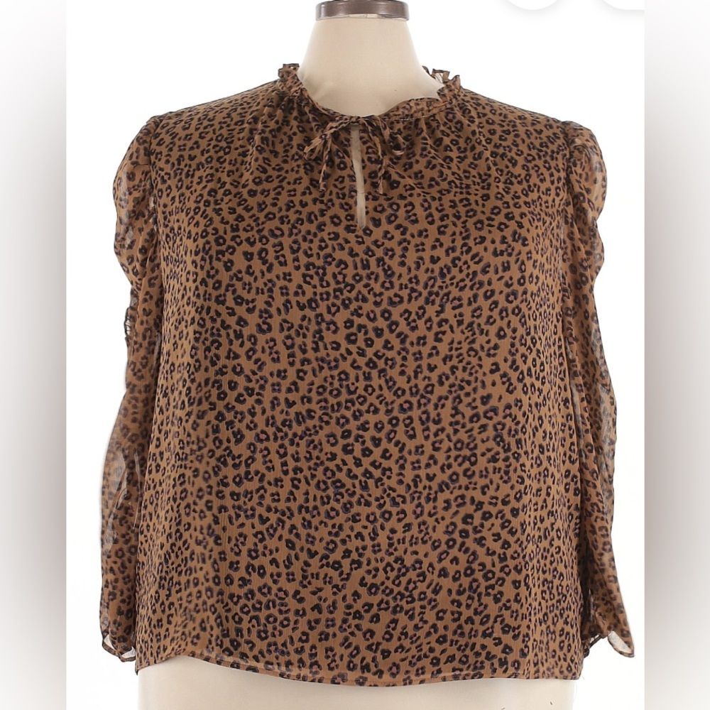 CeCe Leopard Blouse - 3X - Fits 26/28W